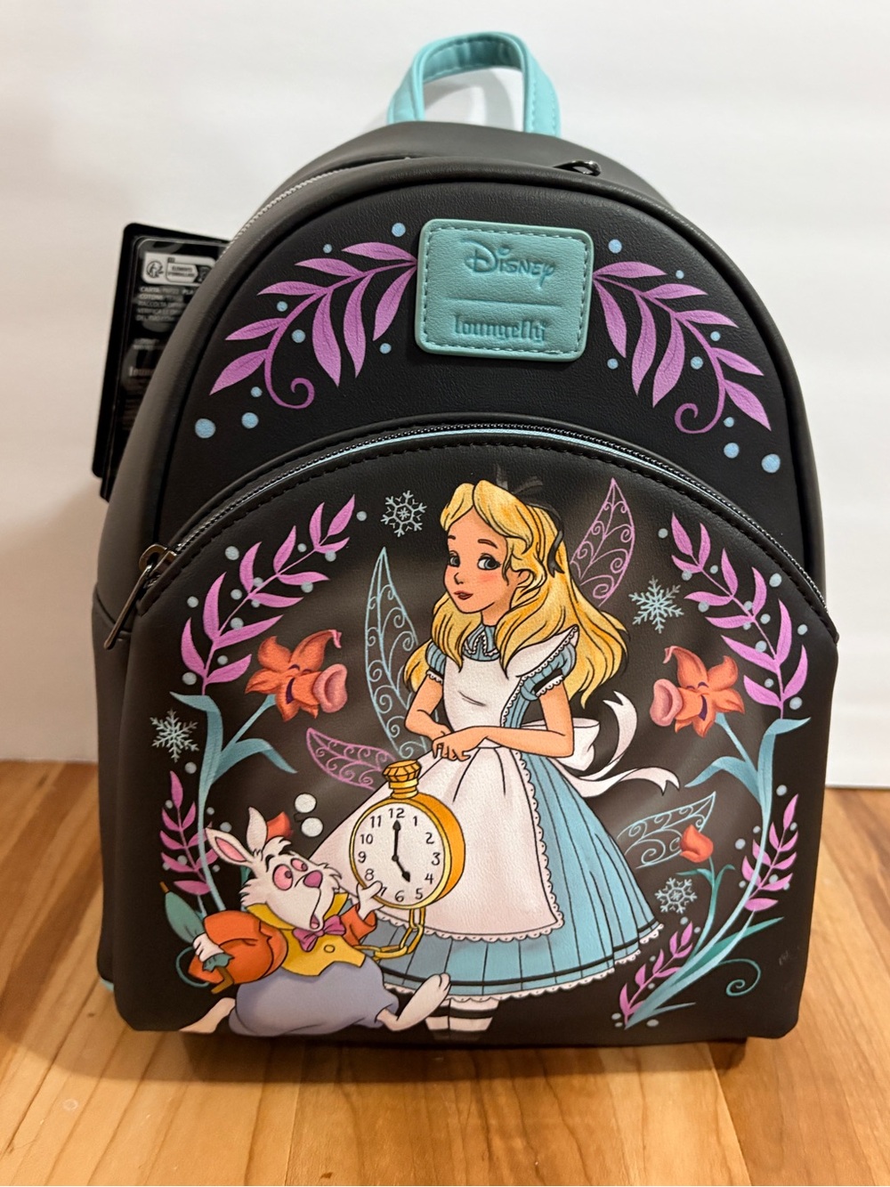 Loungefly Disney Alice in Wonderland Winter Drawing Mini Backpack NWT